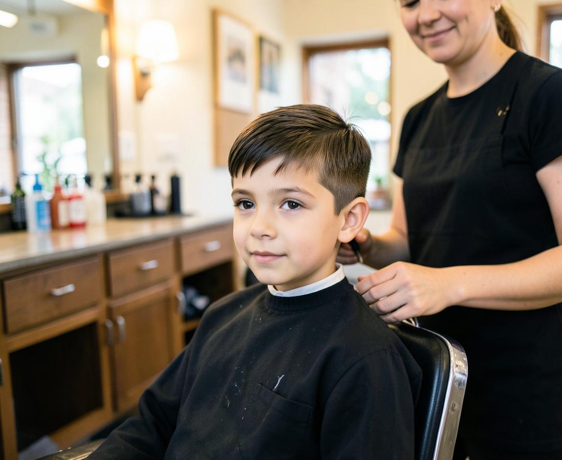 Young client with a fresh, neat haircut